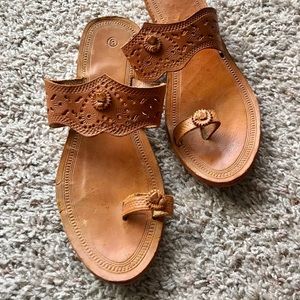 Vintage Leather Boho Sandals Size 8